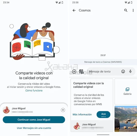 Google Mensajes Vídeos