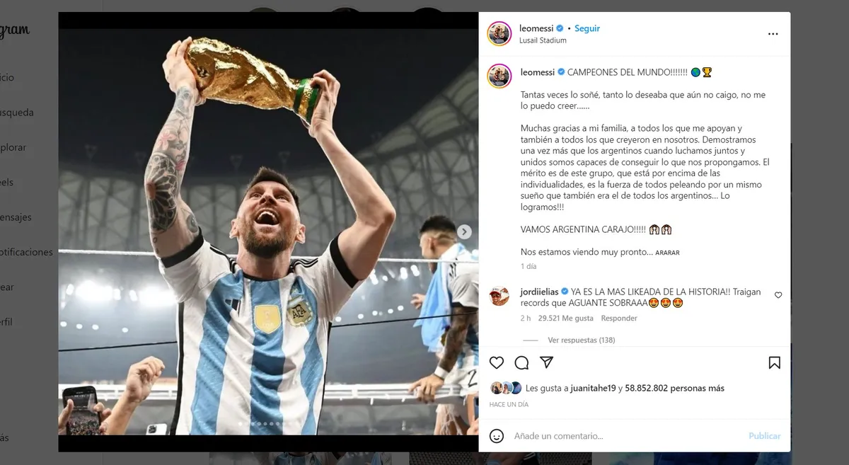 58 millones de Likes, esta es la foto del Mundial que está arrasando en Instagram