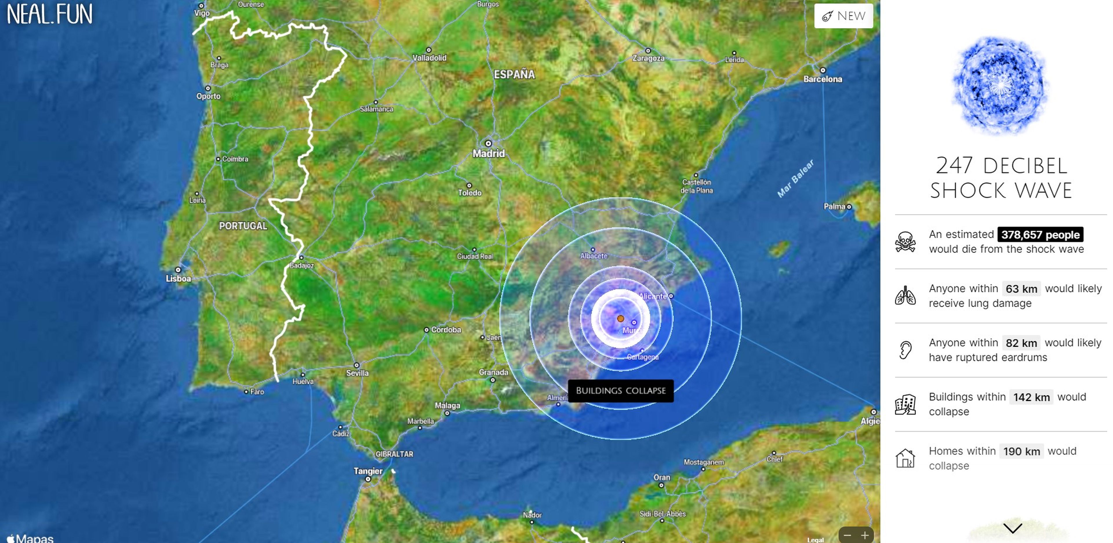 ¿Qué sucedería si impactara un meteorito en tu ciudad?  Con esta web puedes simularlo