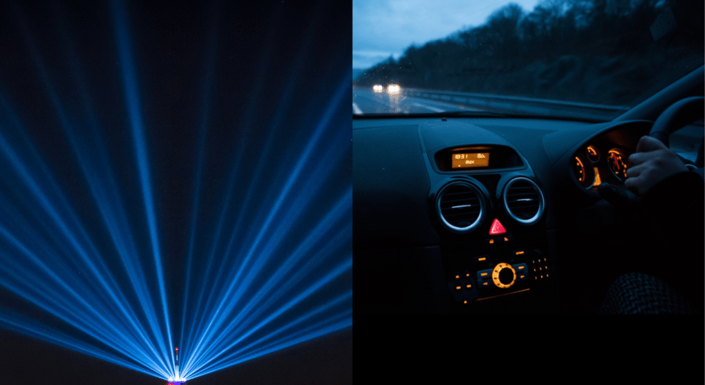 Crazy ‘anti-sleep’ lasers on Chinese highway light up night sky with bright colors