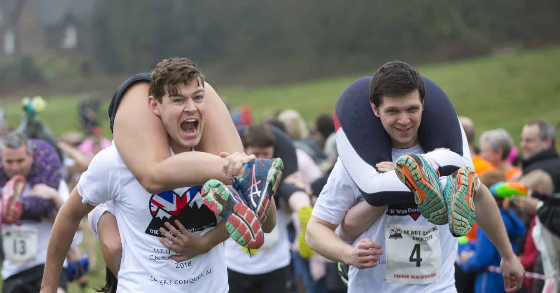 A ‘wife carrying’ competition exists complete with mud run and obstacle course