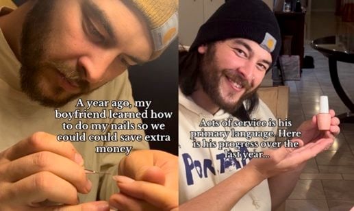 Boyfriend learns how to do his girlfriend’s nails so she can save money in viral TikTok