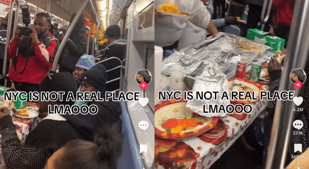 New Yorkers set up Thanksgiving dinner on subway in ‘sweet’ gesture