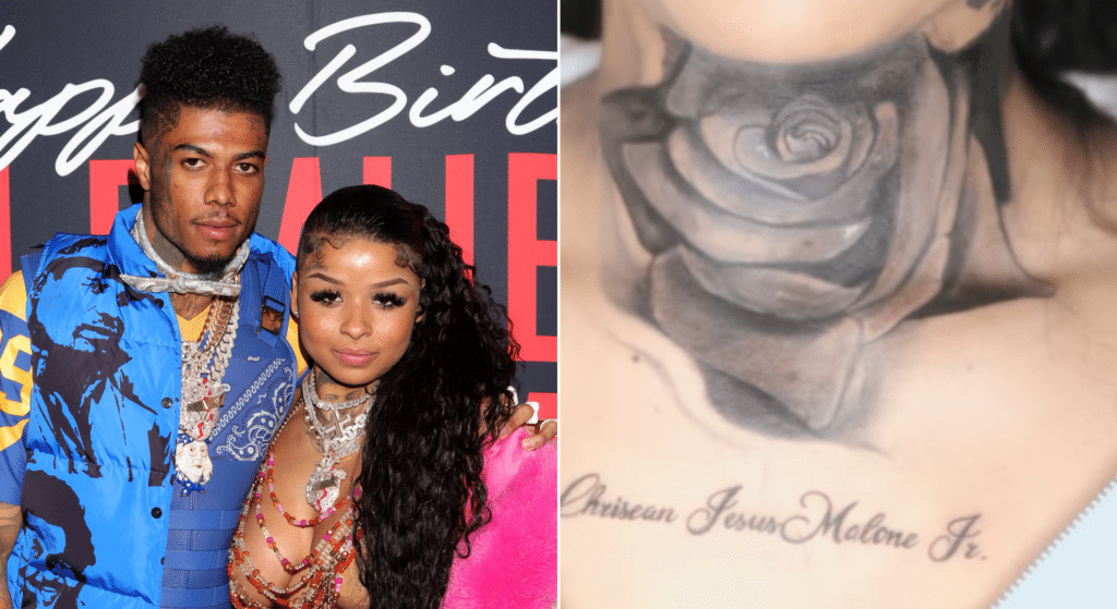 Chrisean Rock covers neck tattoo tribute to Blueface with the name of her baby