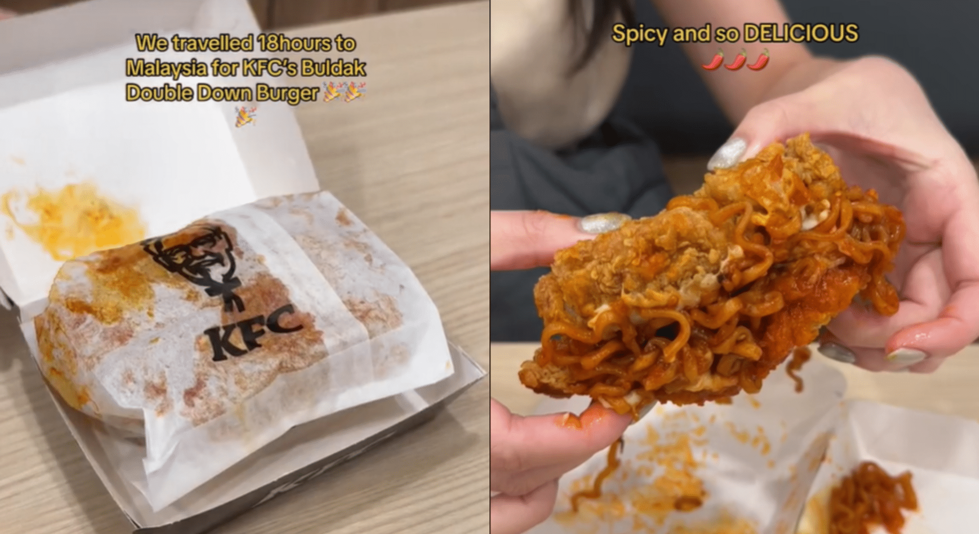 KFC’s Buldak Double Down Burger has fans urging the restaurant to bring it to their country